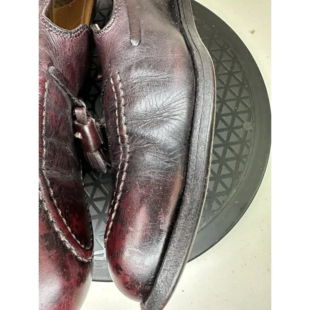 Alden 663 Classic Burgundy Calfskin Leather Tassel Loafers 10 A/C Made in USA